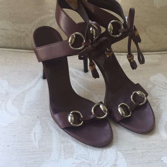 Gucci Chocolate Brown Bamboo Horsebit Heels - Picture 1 of 5